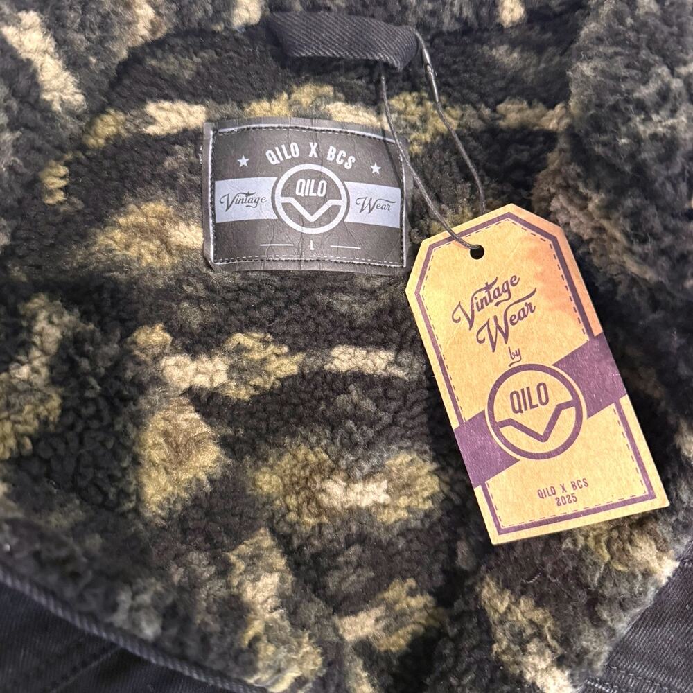 QILO x BCS Sherpa Trucker Jacket Subdued Southwest Black Denim Large NWT - Picture 6 of 6